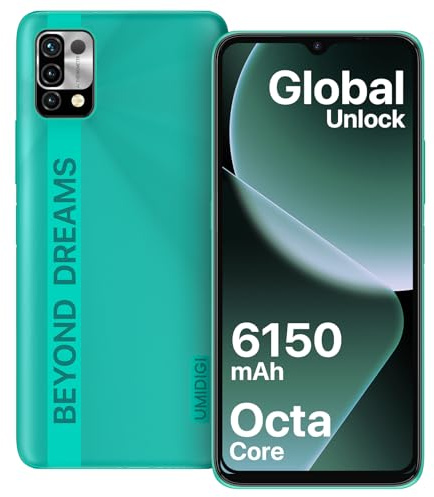 UMIDIGI Smartphone Ohne Vertrag,3GB+64GB Handy Günstig,5000mAh Akku,Android Handy ohne vertrag,6,53 HD+ Display,Octa Core,16MP+8MP,3-Kartenfächer,Dual SIM 4G Handys/OTG(Grün)