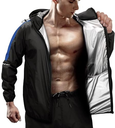 RDX Costume Sauna, Anti-Déchirure Survêtement avec Capuche, REACH OEKO TEX 100 CERTIFIÉ Combinaison Sudation Fitness Sweat à Capuche, Minceur D’entraînement Perte Poids Suit Sport Homme Femme