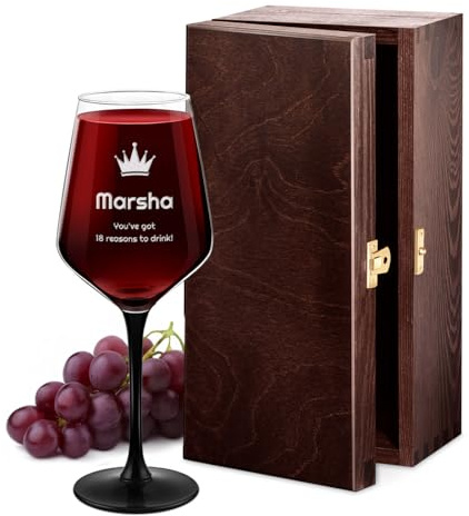 Maverton 300ml Wine Glass for Woman, Personalised Glass for Wife, Queen | Engraved Glassware for Birthday, Surprise Her, Excellent for Red Wine, Elegant Glass for Lady