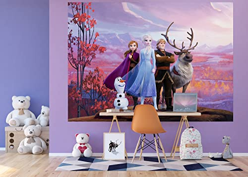 AG Design Disney - Carta da parati fotografica per cameretta dei bambini, 252 x 182 cm, 4 pezzi, Frozen Anna ed Elsa