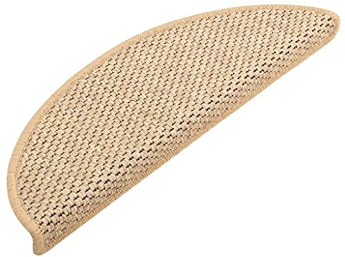 homiuse Treppenmatten Selbstklebend Sisal 15 STK. 56x20 cm Hellbeige Modern Stufenteppich Stufenmatten Innen Antirutsch Treppenstufen Schutz Komfortabel & Warm
