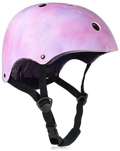 HXWY Adjustable Kids Bike Helmet CPSC Certified for Boys Girls Youth Toddler, Starry Pink Protective Helmets for Multi-Sports Cycling Skateboard Scooter Skating (Small)