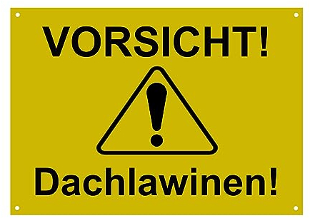 Hinweis Schild - Vorsicht Dachlawinen - Warnschild aus Kunststoff - Graviertes Schild in verschiedenen Größen (Gelb)
