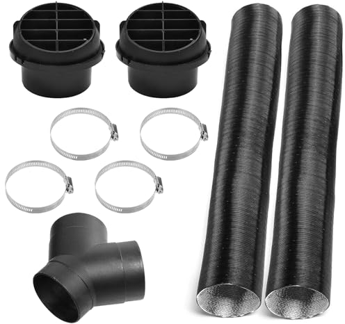 Nizirioo 75mm Auto Heizung Rohr Kanal, Warmluftauslass Entlüftungsschlauch Clips Set, Y-Rohr-Set Standheizung Zubehör Für Webasto Eberspacher Propex,Diesel Heizung,Auto Heizung Rohrleitung