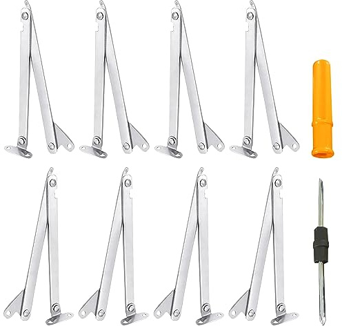 NINGYER 8 Pièces Charniere Porte Placard Pliante, Charnière de Support de Couvercle Pliable en Acier Inoxydable Avec Tournevis, Pour Table Pliante Murale, Porte Placard (Argent)
