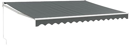 vidaXL Markise, Sonnenmarkise Einziehbar, Gelenkarmmarkise mit Kurbel, Terrassenmarkise Balkonmarkise Sonnenschutz, Anthrazit 4x3m Stoff Aluminium