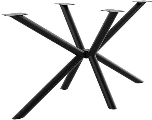 MetaloPro Spider Rohr, Tischbeine Metall, Schwerlast Stahl Schreibtisch Beine, Tischkufen Schwarz, Bodenschoner, Langlebig Tischgestell für Moderne Couchtisch, Esstisch, Wohnzimmer – 140x70x72 cm