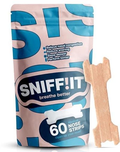 Sniffit näsremsor mot snarkning - 60 st näsplåster mot snarkning för lättare andning genom näsan - Näsremsor för vilsam sömn och mer energi - Näsplåster för bättre andning