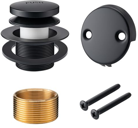 All Metal Tip-Toe Bathtub Drain Stopper Kit with 2-Hole Overflow Faceplate