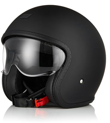ORIGINE Jet-Motorradhelm mit Schutzbrille, ECE 22-06-Zulassung (SOLID MATT Black, M)