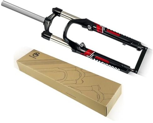MTB Forcella Ammortizzata Aerea 26 Pollici 100mm Forcella Anteriore da Viaggio con Tubo Dritto Forcella A Sgancio Rapido 9 * 100mm Disco/V Freno Forcella Bici Blocco Manuale(Black Red)