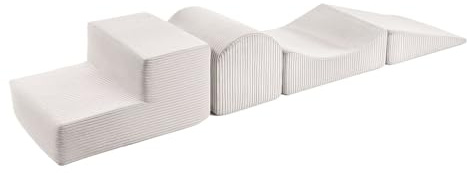 Meowbaby 4-Bloques de Espuma - Parque Infantil 195x45cm para Niños, Pana, Crema