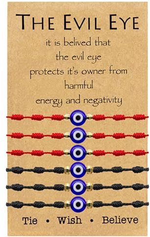 Zinx 6Pcs Evil Eye Bracelets for Women Men Good Luck Bracelets Protection Couple Friendship Family Dainty Strings Lucky Charm Bracelets Jewelry Gifts for Birthday-RDBK