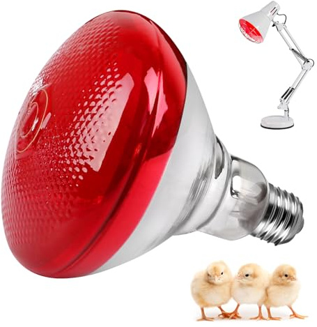 BORDEAG Rotlichtlampe, Infrarot-Sparlampe, 150 W Rotlichtlampe Wärmelampe, Wärmelampe Tiere Automatische Thermostatisch Infrarotlampe,Für Küken, Ferkel, Welpen Usw