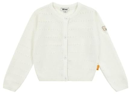 Steiff Strickjacke EU Größe 98 bright white, Strick-Jacke, Kinderjacke mit Knopfleiste für leichtes Anziehen, warme und bequeme Strickjacke, waschmaschinenfest