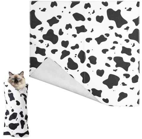 Gosknor Envoltura Cuidado Gatos, 55x55cm Suave Autoadherente Envoltura de Sujeción con Toalla para Gatos Antimordeduras y Antiarañazos Envoltura para Envolver a Gatos para Cortar Uñas Medicamentos