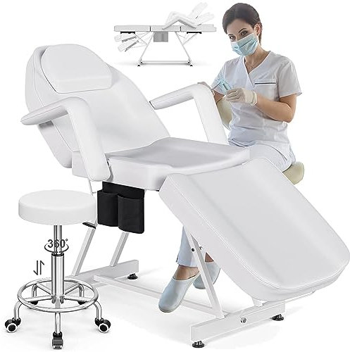Professionelles Salon-Beauty-Bett mit hydraulischem Hocker, idealer Tattoo-Stuhl für Gesichtswimpern, verstellbare 3-teilige Massageliege, perfekt für Kunden