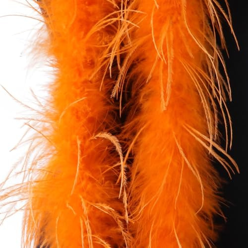 Blausky Federboa,Flauschige Strauß Federn Schal Länge ca. 2m,Federgirlande,Federschal Einfarbig Straußenfeder Schal,Feder Boa Kostüm-Accessoire für Charleston 20er Jahre Flapper Karneval,Orange