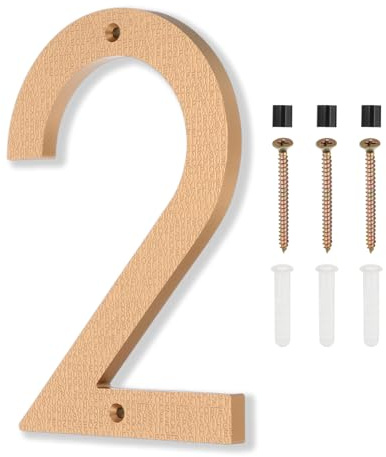 PATIKIL 8 Inch House Numbers, House Address Numbers Sign Large Floating Modern Home Number with Screws for Outside Door Wall Street, Gold, 2