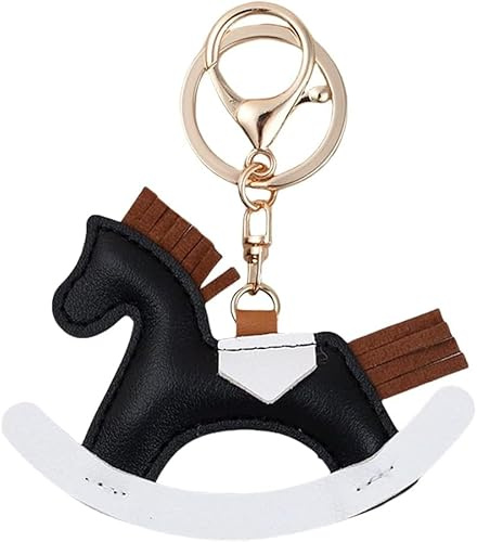 TOEECY Schaukelpferd Schlüsselanhänger Kunstleder Taschenanhänger Quaste Dekoration Handtasche Accessoire Damen