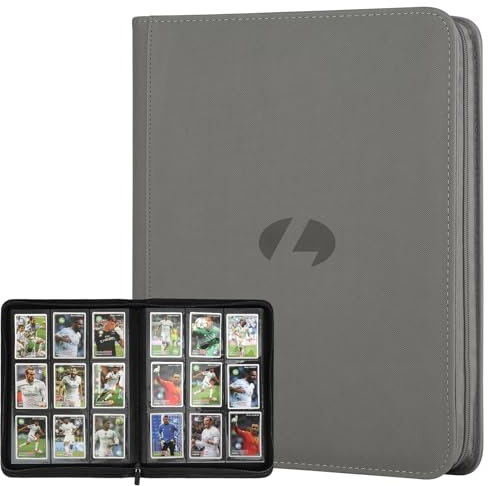 Trading Card Binder, Premium 9-Pocket Double Sided 540 Pocket PU Card Collection Binder, Collectible Trading Card Albums for MTG, TCG, Sports Cards (Grey)