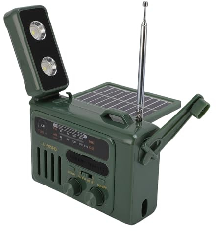 Solar Hand Crank Notio -Radio mit Taschenlampe, Tragbares AM -FM -Wetterradio mit SOS -Alarm, Wiederaufladbare 8000 -mAh -Batterie -Batterie -Radio mit BT -Lautsprecher für (OD grün)