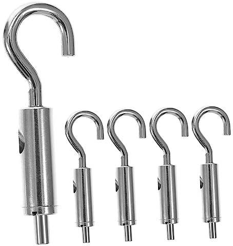 Amosfun 5pcs Steel Wire Rope Hook and Eye Turnbuckle Set, Wire Rope Tension Hardware with Suspension Hook, Cable Guide Turnbuckles for Industrial Lifting and Hanging Applications