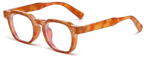 Mode Vintage Nit Ovala Solglasögon Dam Herr Lyxiga Leopard Solglasögon Anti Blått Ljus Glasögonbåge (Amber Clear)