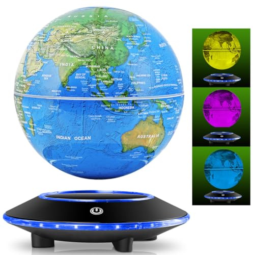 Globo fluttuante, 7 colori che cambiano magneticamente mappa del mondo fluttuante, luci notturne a LED rotanti per decorazione da scrivania, regali di compleanno