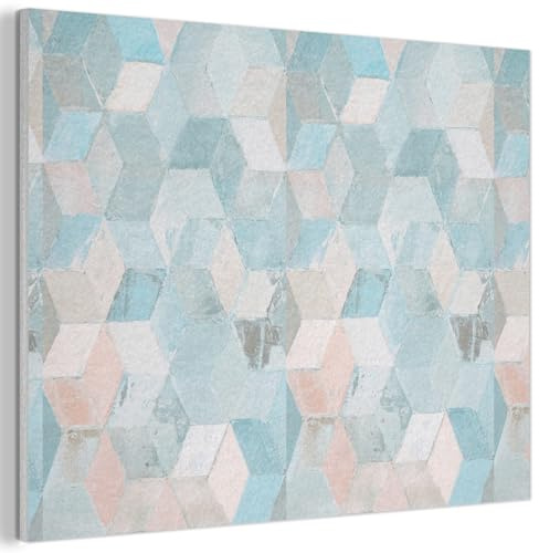 MuchoWow© Akustik Wandpaneele Filz Wanddeko Wohnzimmer Aesthetic Room Decor | 100x70 cm - Deko Zimmer Wandbilder Modern Schalldämmung Bild Fliesen - Pastell - Abstrakt - Design