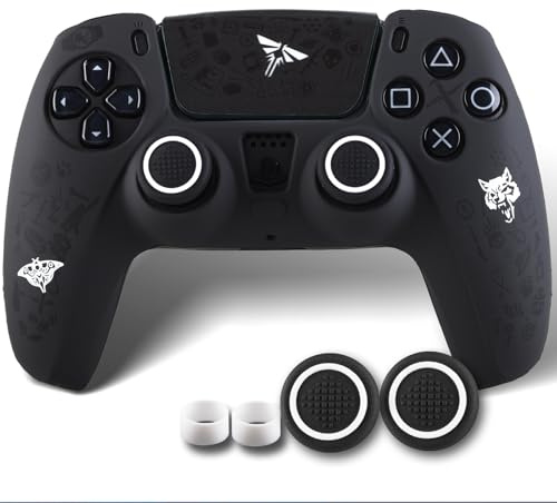 9CDeer Non-Slip Silicone Cover for PS5 Controller with Thumbstick Caps * 2 & Sticker * 1 WLF