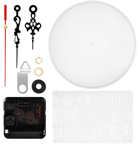 Cabilock Silikon Uhrform Set Mit Uhrwerk Und RöMischen Zahlen FüR DIY Resin Uhren Basteln Runde Flexible GießForm FüR Epoxidharz Perfekt FüR Heimdekoration Und Geschenkherstellung