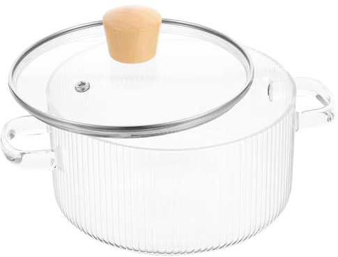 UKCOCO Casserole en Verre Transparent 1350 Ml avec Couvercle Marmite Ménagère Résistante à la Chaleur Ustensile Cuisine Polyvalent pour Soupe et Mijotage Soupière Pratique pour Usage