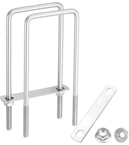 QUARKZMAN 2 Juegos De Pernos U Cuadrados Internos M8 Con Tuercas | De 2-3/4 Pulgadas De Ancho Longitud De 7-1/16 Pulgadas, 70mm Ancho X 180mm Largo, Pernos U De Acero Inoxidable 304