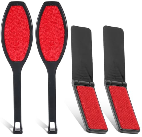Lint Brush for Clothes, 4 Pcs Reusable Double-Sided Portable Lint Brushes for Pet Hair Travel Size Foldable Lint Remover Brush for Furniture Couch Sofa Carpet Pet Hair Fabric Fluff Dust Removal