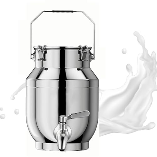 bidon inox pour huile d olive 2.5-20 litres avec robinet, pot à lait en acier inoxydable pour le riz, la farine, les céréales,capacity-5liter