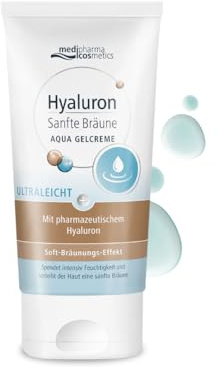 Hyaluron Sanfte Bräune Aqua Gelcreme - mit ultraleichter Textur und Bräunungseffekt - feuchtigkeitsspendend und pflegend - medipharma cosmetics - 150 ml