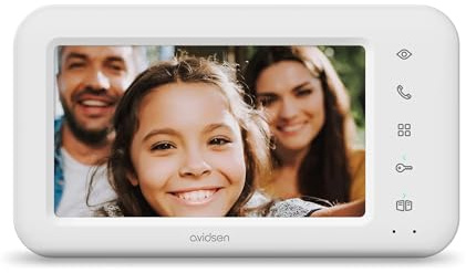 Avidsen Écran Supplémentaire Élia 2 Families, Moniteur 7 pour Visiophone Filaire Deux Foyers, Contrôle Indépendant Portail, Polarity Protect