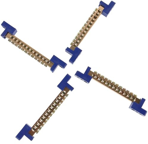 iplusmile 4 Pezzi Barra di Messa Terra in Rame con 12 Fori per Collegamento Sicuro Cavi, Kit Morsettiera di Distribuzione Elettrica per Quadri di Distribuzione e Apparecchiature Elettriche