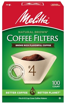 Melitta #4 Unbleached Coffee Filters, Natural Brown Cone Filters, 1-Pack