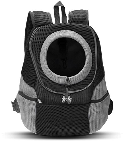 PETCUTE Rucksack für Haustier Atmungsaktive Verstellbar Haustiertragetasche Rucksack mit Fenster,Haustier Tasche für Hunde,Gepolsterter Schultergurt,Airline Genehmigt,Schwarz,XL