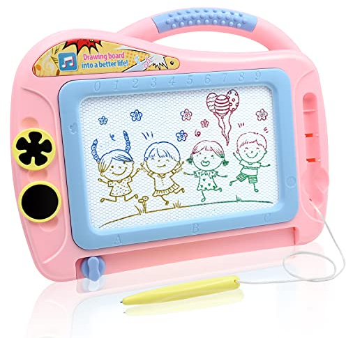 Magnetische Maltafel Zaubertafeln ab 2 3 4 5 Jahre Mädchen, Magnettafel Zaubermaltafel Zeichenbrett Kinder Spielzeuge, Gekritzel Skizze Auflage Tafel Reißbrett Lernspielzeug für Reise Auto Flugzeug