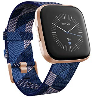 Fitbit Versa 2 Health & Fitness Smartwatch with Voice Control, Sleep Score & Music, One Size, SE Navy & Pink Woven