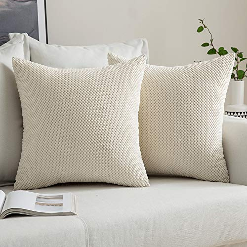MIULEE 2er Set Kissenbezüge Dekokissen Körnig Dekorativ Kissenbezug Kissenhülle Sofakissen Deko Bezug Weich Zierkissen Kissen für Wohnzimmer Schlafzimmer 40x40cm Beige