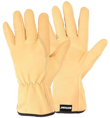 ROSTAING Handschuhe TRADITION - Ein Paar Gartenhandschuhe aus wasserabweisendem Leder - Alle Arbeiten in trockener und feuchter Umgebung - Pflanzarbeiten, Umgraben und Unkrautjäten - Bequem