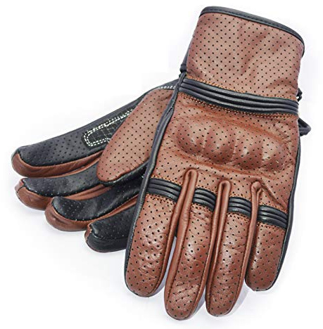 YNR Gants de moto d'été en cuir, phalanges, toutes saisons, écran tactile pour homme et femme