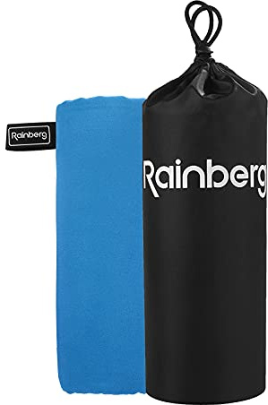 Rainberg Microfiber towel (180x90cm), Fast Drying - Super Absorbent, Ultra Compact, Lightweight, Great for Camping, Gym, Beach and Swimming. (Blue)