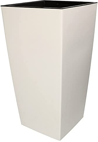 KOTARBAU® Macetero Cuadrado con Maceta Interior 238 x 238 x 449 mm, Macetero Blanco Mate, Macetero con Inserto extraíble, Macetero de plástico, Tiesto Decorativo, Macetero Alto de Interior y Exterior
