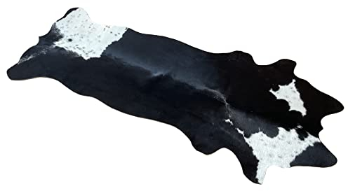 unendlich schoen - Echter Kuhfell Teppich klein, Made in Germany, geruchsneutral, Rinderfell ideal für Wohnzimmer Esszimmer Flur (schwarz weiß, 160x70cm)