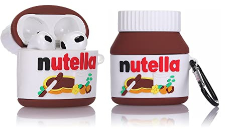 Derhom Silicone Case Funny Cute Fashion Soft Cartoon Cover Skin Compatible with Apple Airpods 3 with Keychain[Serie di Bevande] (Chocolate Sauce)